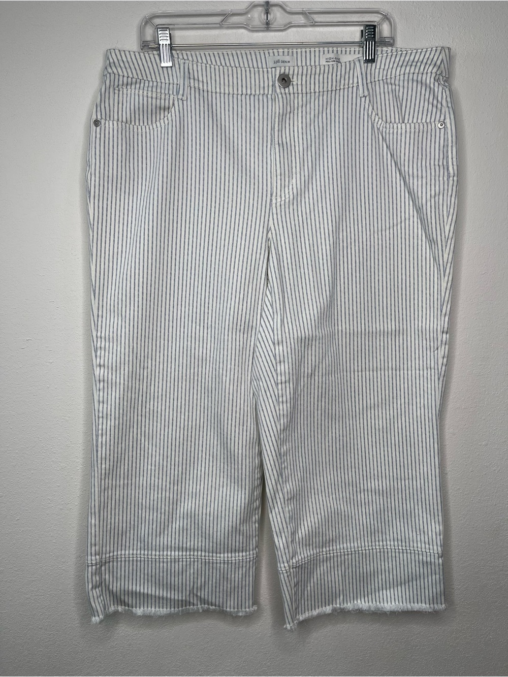 J Jill Denim High-Rise Full Leg Crops Size 18 Vertical Stripe Pants Nautical‎